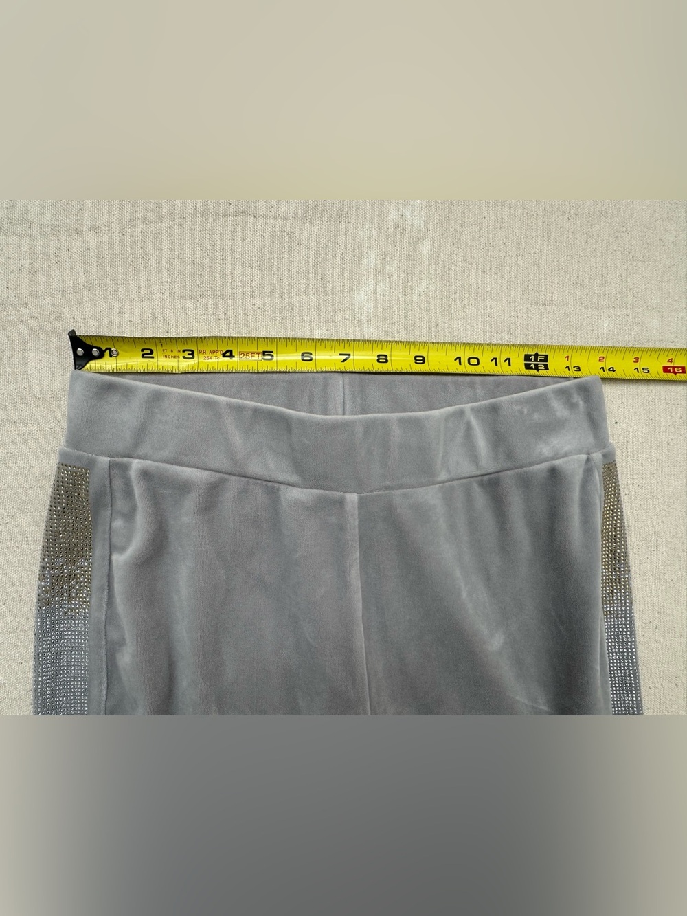 Juicy Couture 25th Anniversary Silver Ice Velvet Rhinestone Track Pants Flare XS - Picture 3 of 10